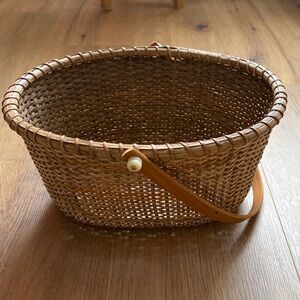 Elegant Brown Nantucket Woven Basket New